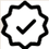 Verified badge icon with black checkmark inside a star-shaped border.