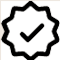Verified badge icon with black checkmark inside a star-shaped border.