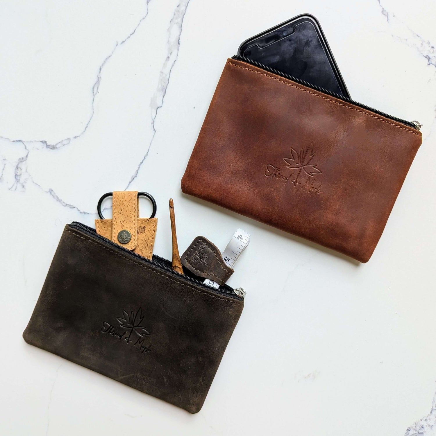 Leather Zip Pockets