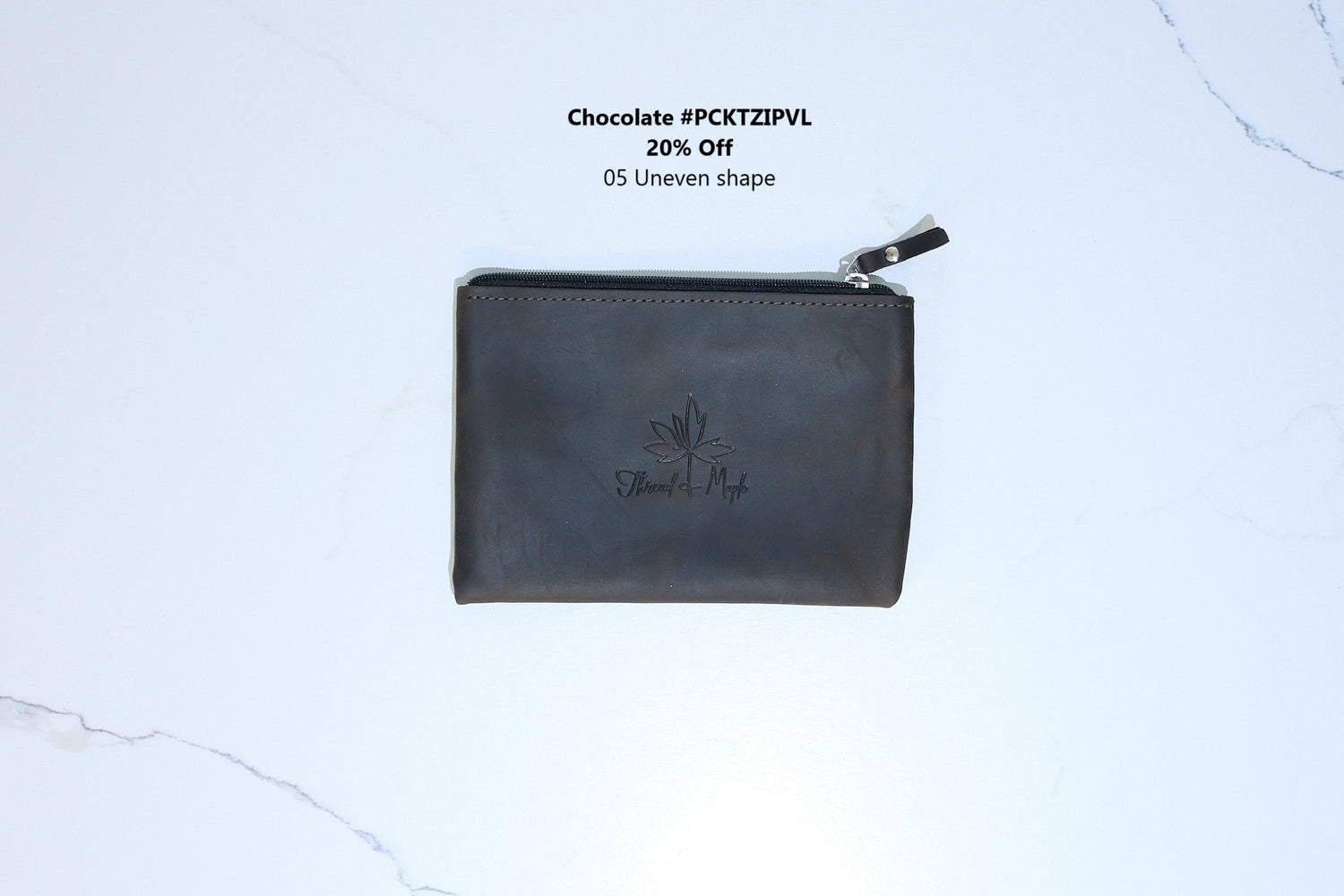 Seconds Velcro Leather Zip Pocket - Chocolate