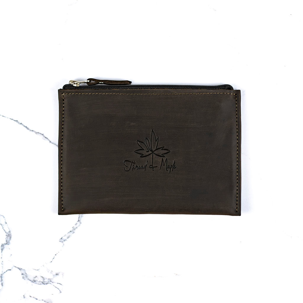 Leather Zip Pocket Velcro Tab