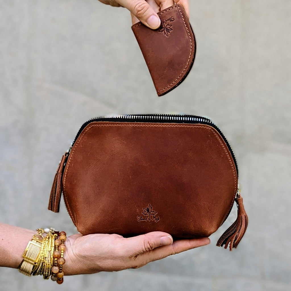 Leather Notions Zip | Mini Travel Make-Up Bag – Thread and Maple