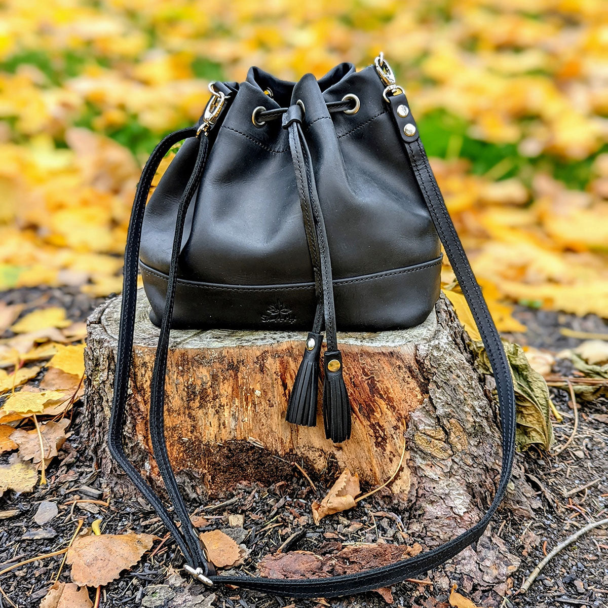 Leather Mini Bucket Bag  Knitting Project Bags – Thread and Maple