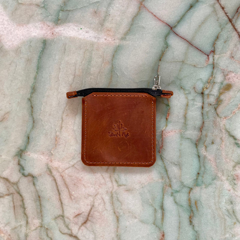 Leather Square Zip Pouch