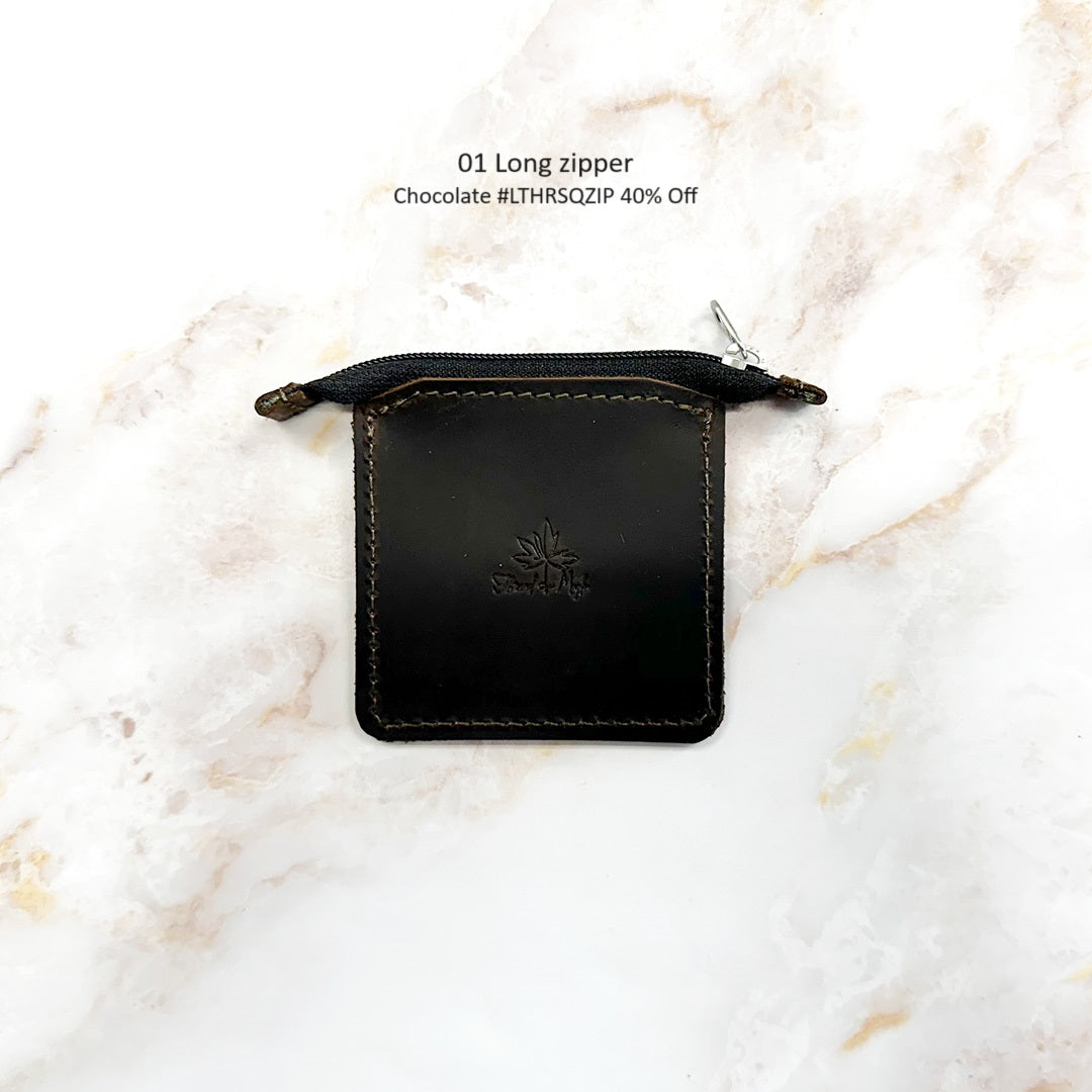 Seconds Leather Square Zip Pouch