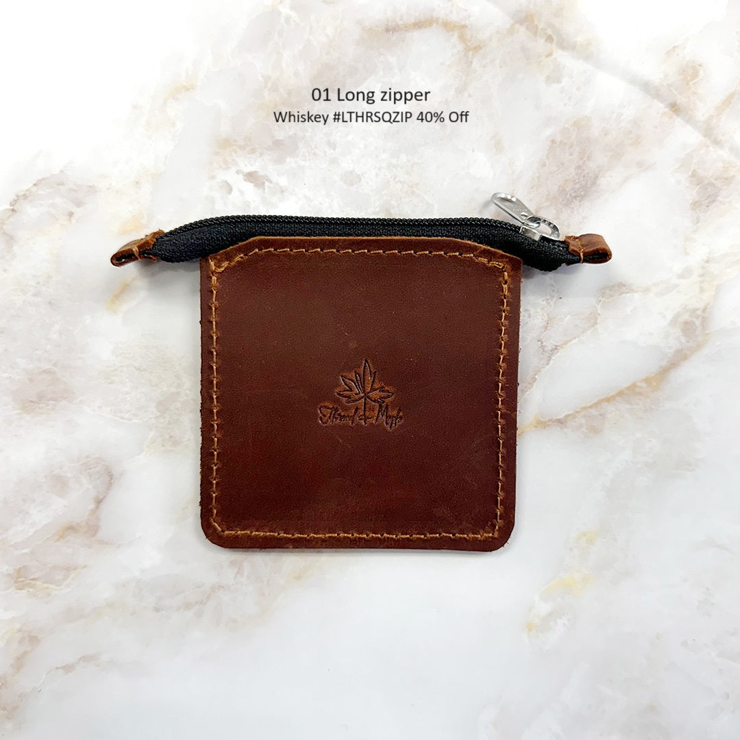 Seconds Leather Square Zip Pouch
