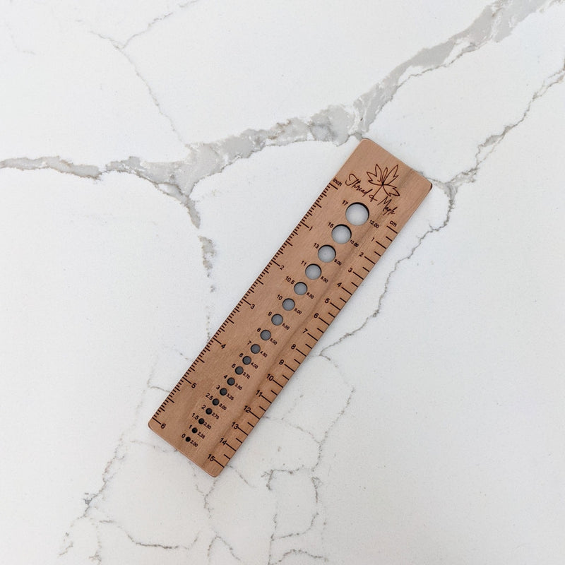Cherry Wood Needle Gauge Ruler | Knitters Tools – Thread and Maple