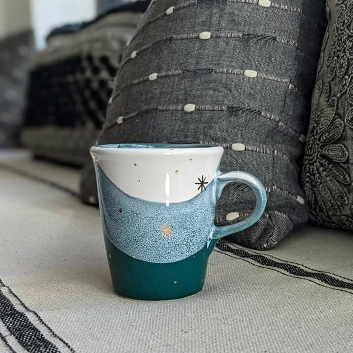 handcrafted ceramic mug teal