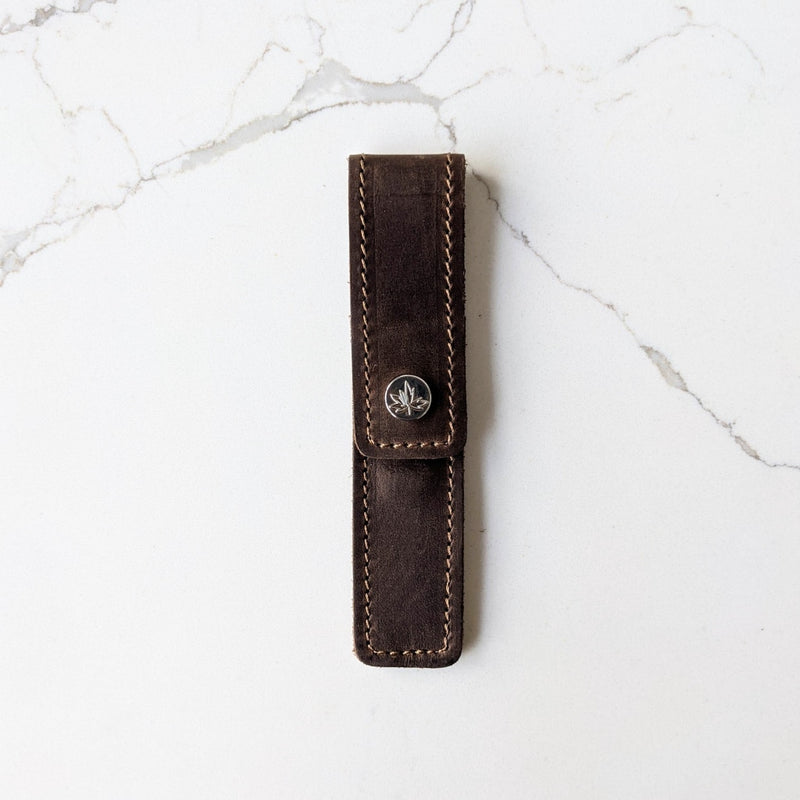 Leather Cable Needle Pouch - Chocolate - Goods