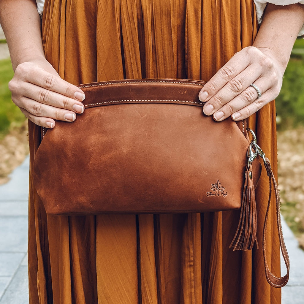 Leather Mini Bucket Bag  Knitting Project Bags – Thread and Maple