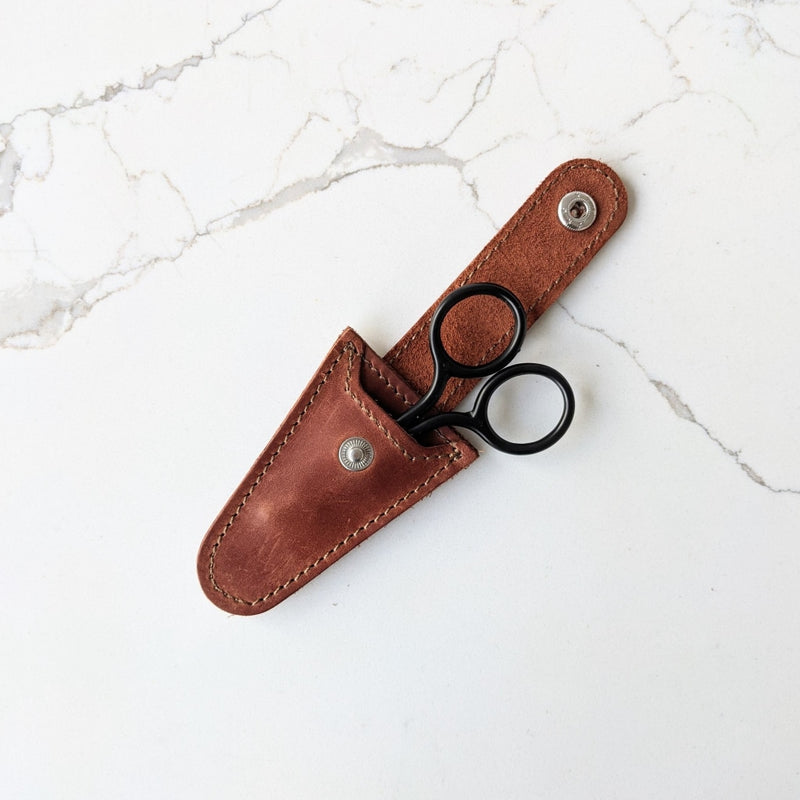 leather embroidery scissors case