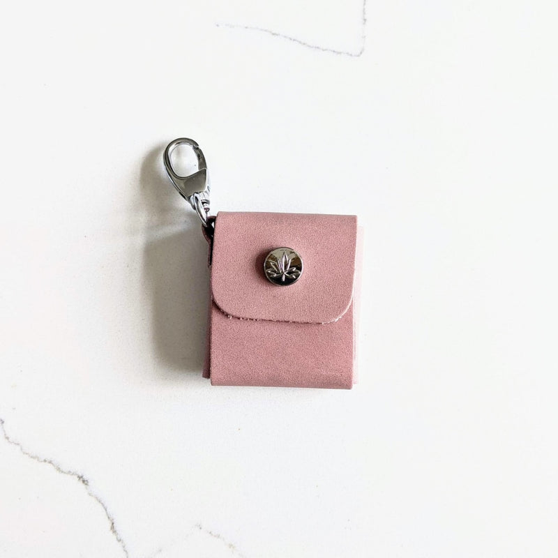 Pink Flower Round Coin Purse Keychain