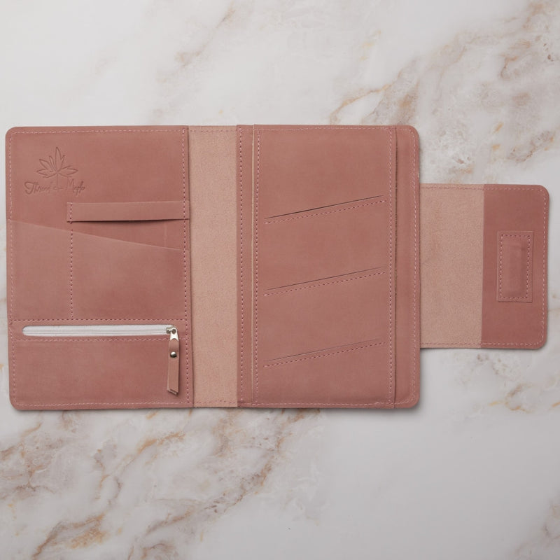 genuine leather A5 folio pink