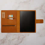 leather work folio A4 in camel with leuchtturm1917 A4+ notebook