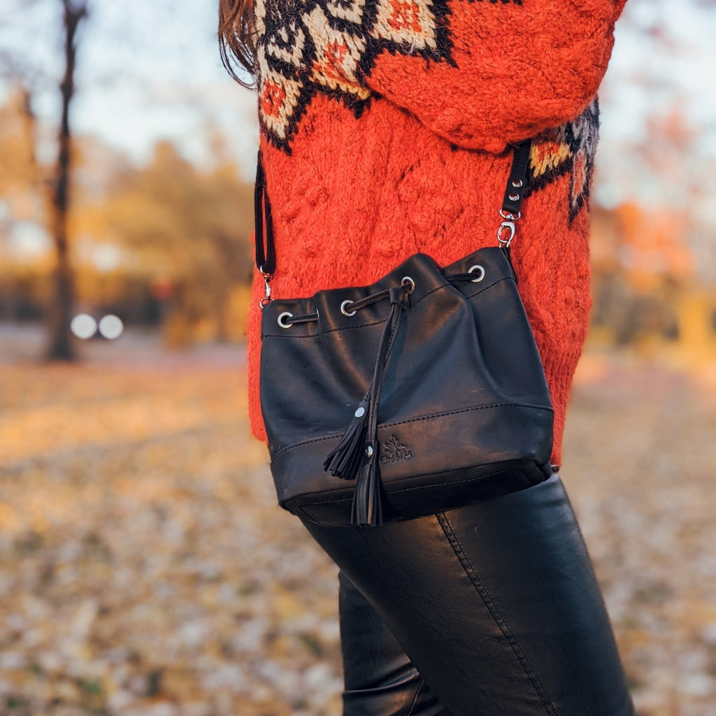 Leather Mini Bucket Bag  Knitting Project Bags – Thread and Maple