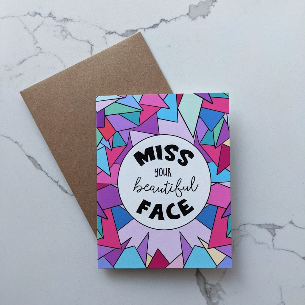 Miss You Card Beautiful Face - Stationery