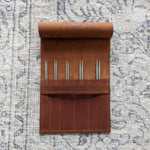 knitting needle organizer handmade from genuine leather