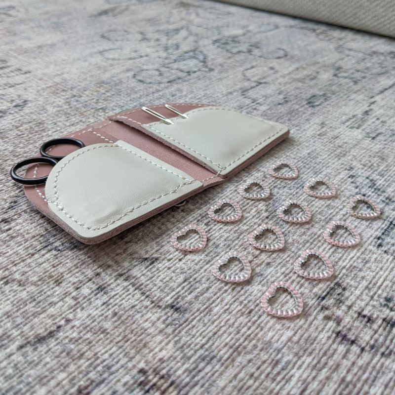 on the go unique gift for knitters, knitting tool kit with mini embroidery scissors, cute stitch markers, knitting darning needles