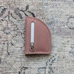 on the go small knitting notions leather wallet with mini scissors, unique heart stitch markers, darning needles