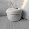 cotton rope basket with leather handle