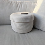 cotton rope basket with leather handle